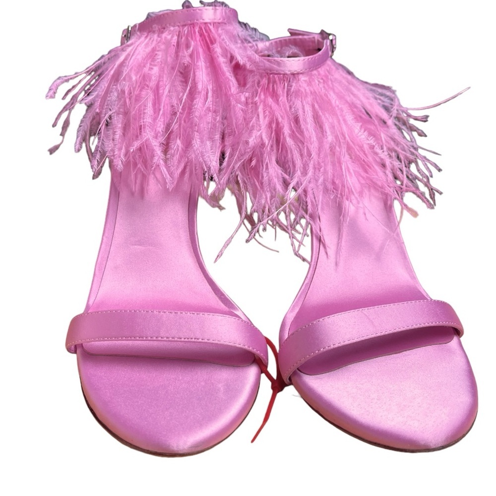🟡 Antonio Melani STACY FEATHER Stiletto Dress Sandals - Picture 3 of 9